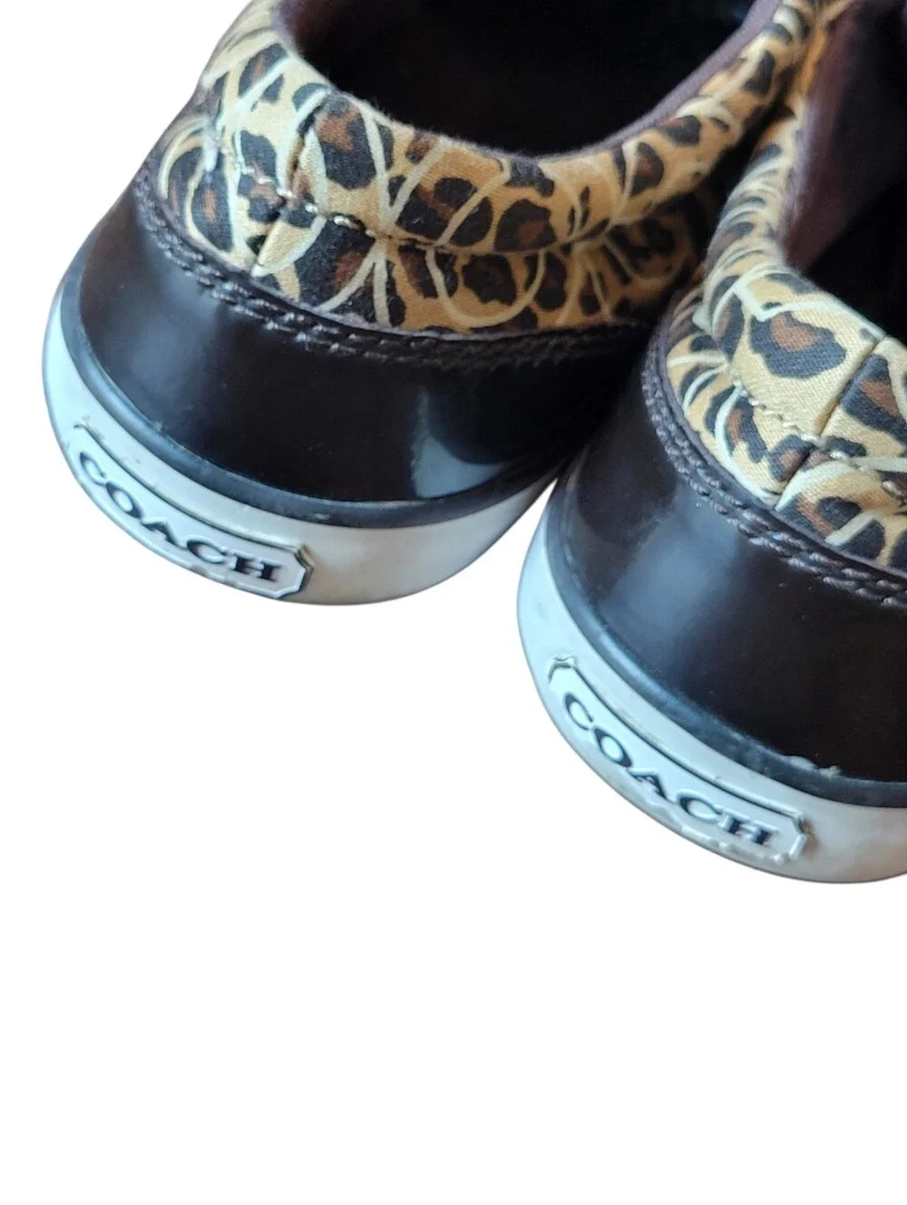 Coach Gema Animal Print Brown Tan White Sneakers Shoes